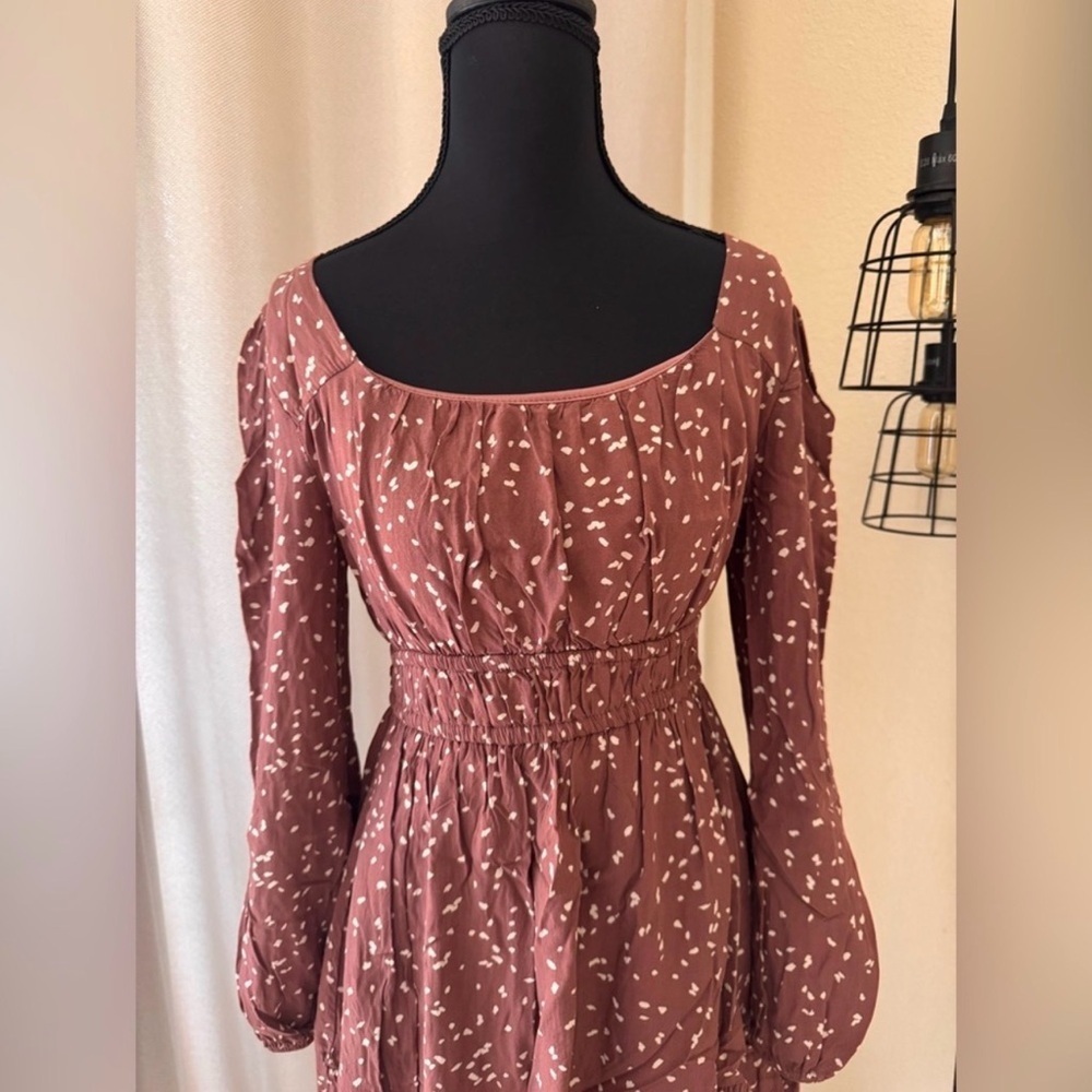Altar’d State Smocked Floral Mini Dress Medium Boho Cottagecore Long Sleeve - Picture 3 of 9